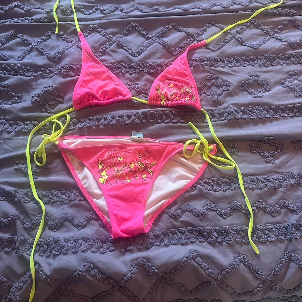Vintage Pink and Yellow Bikini Set